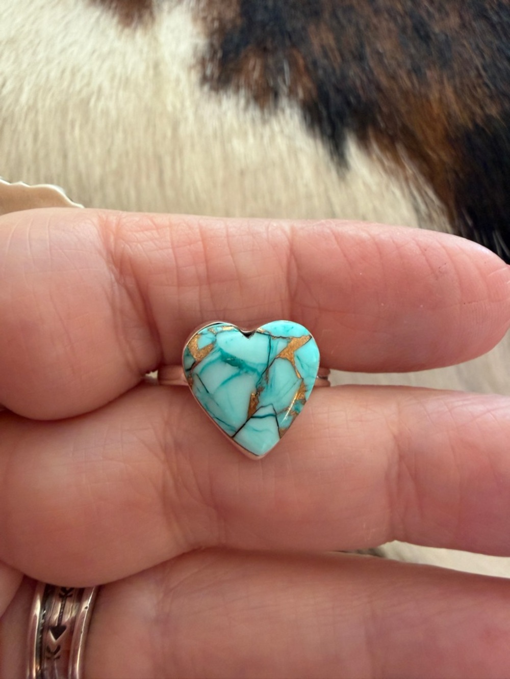 ❤️Kingman MINT DAHLIA HEART Turquoise Minimalist Sterling Southwestern Ring Sz 8 - Picture 6 of 14